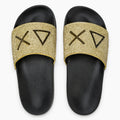 Damen Pantoletten Strass Logo
