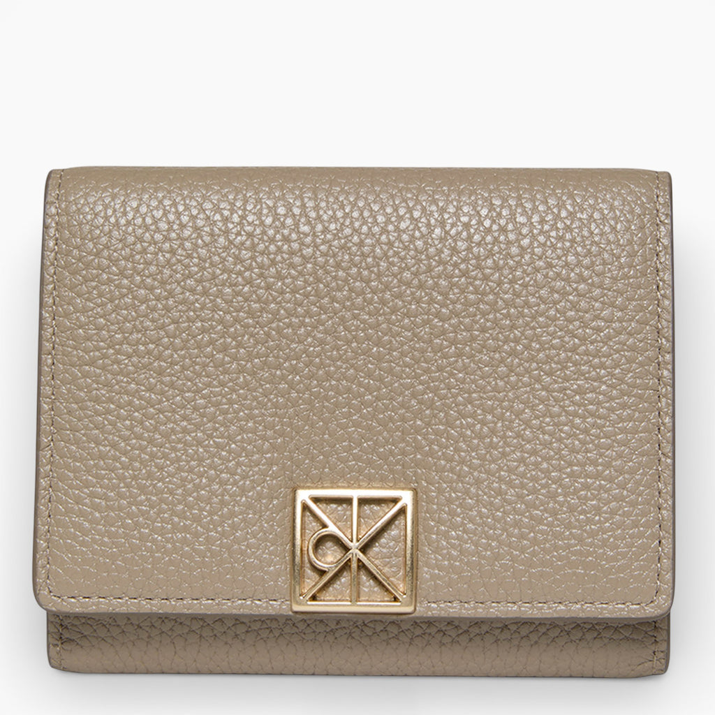 Portefeuille trifold Emblem HW en cuir grainé avec zip