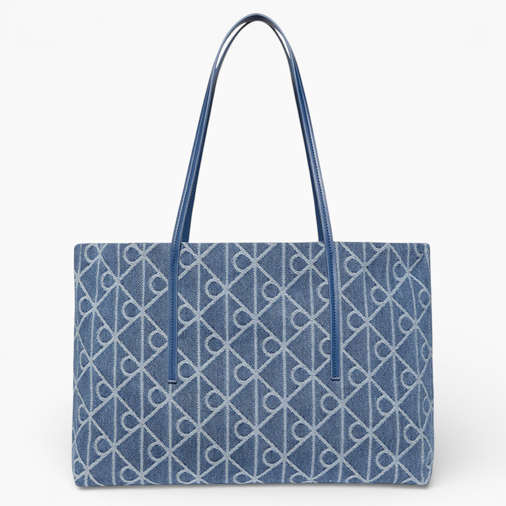 Tote denim Emblem AOP avec pochette