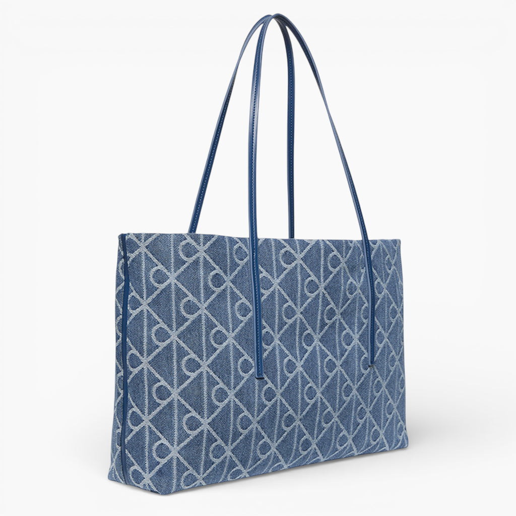 Tote denim Emblem AOP avec pochette
