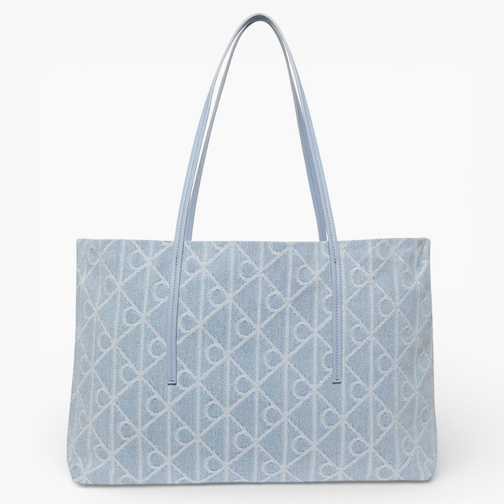 Tote denim Emblem AOP avec pochette