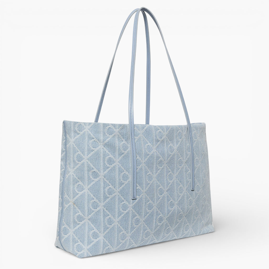 Tote denim Emblem AOP avec pochette